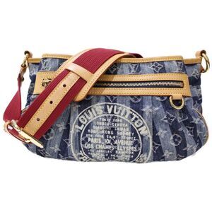 Louis Vuitton Porte Epaule Raye MM Striped Monogram Denim Blue Shoulder Bag